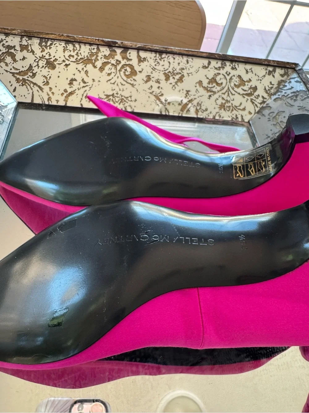 Stella McCartney Pink Satin Ankle Wrap Pumps Size 36.5 - Missing one strap